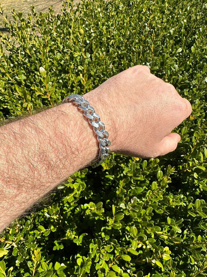 HarlemBling Real Miami Cuban Link Bracelet 925 Silver Baguette MOISSANITE Clasp Pass Tester