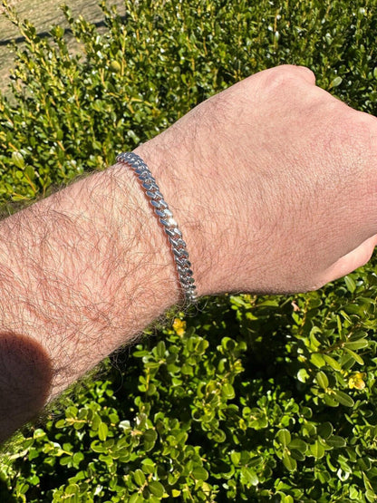 HarlemBling Real Miami Cuban Link Bracelet 925 Silver Baguette MOISSANITE Clasp Pass Tester