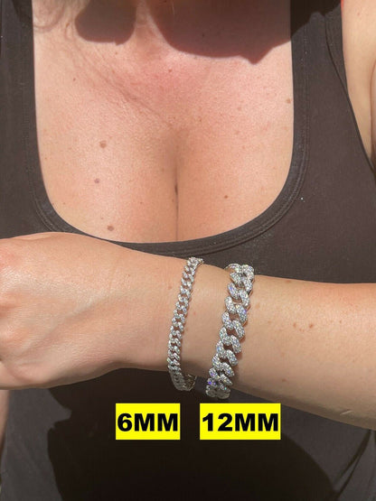 HarlemBling Real Miami Cuban Link Bracelet Iced Diamond Out 14k Gold Vermeil 925 Silver ICY