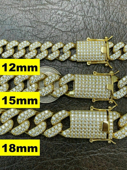 HarlemBling Real Miami Cuban Link Bracelet Iced Diamond Out 14k Gold Vermeil 925 Silver ICY