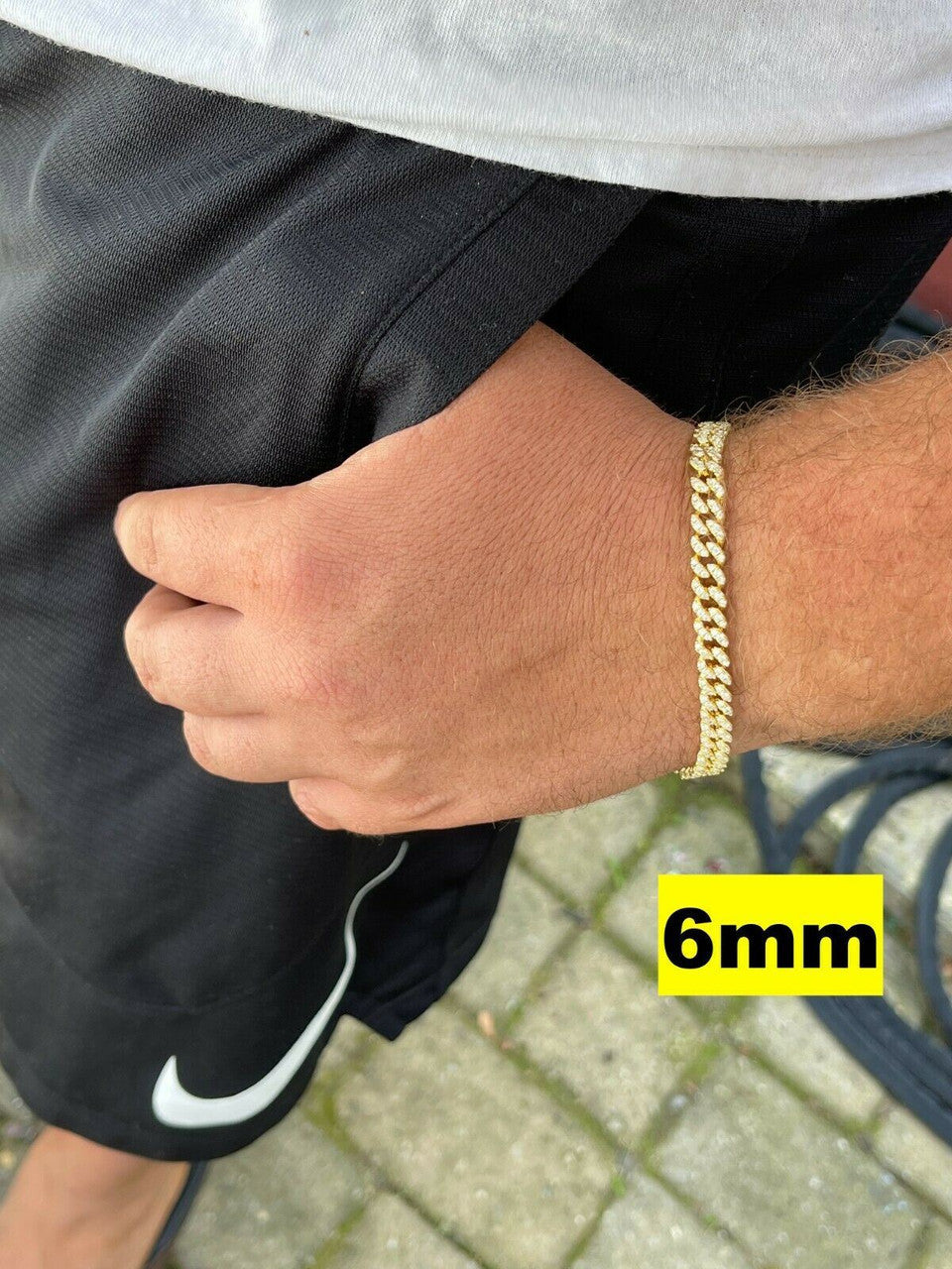 HarlemBling Real Miami Cuban Link Bracelet Iced Diamond Out 14k Gold Vermeil 925 Silver ICY