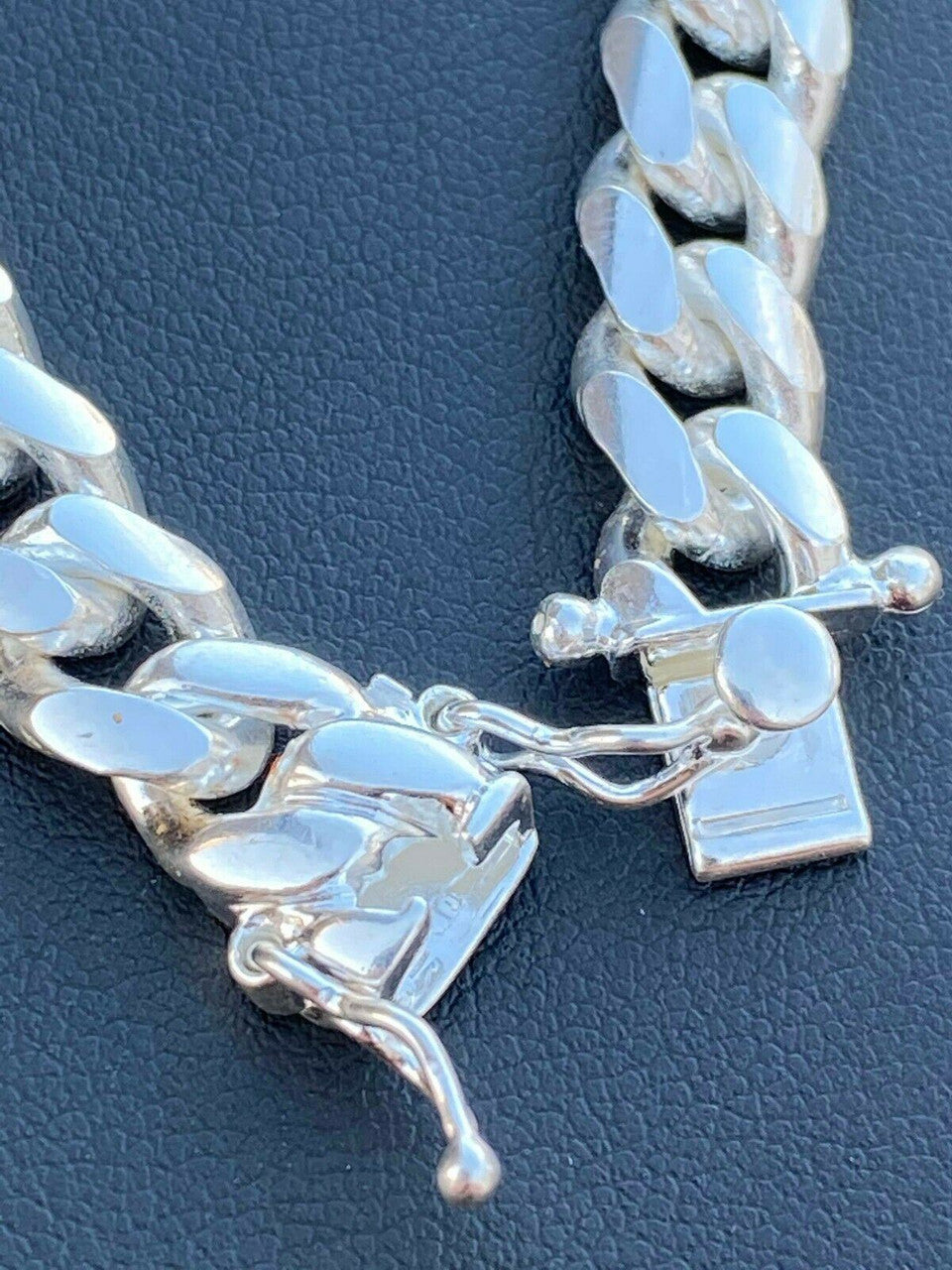 HarlemBling Real Miami Cuban Link Bracelet Solid 925 Sterling Silver Box Clasp ITALY 4-10mm