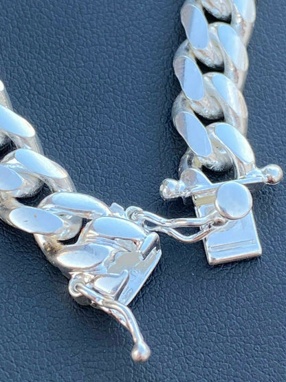 HarlemBling Real Miami Cuban Link Bracelet Solid 925 Sterling Silver Box Clasp ITALY 4-10mm