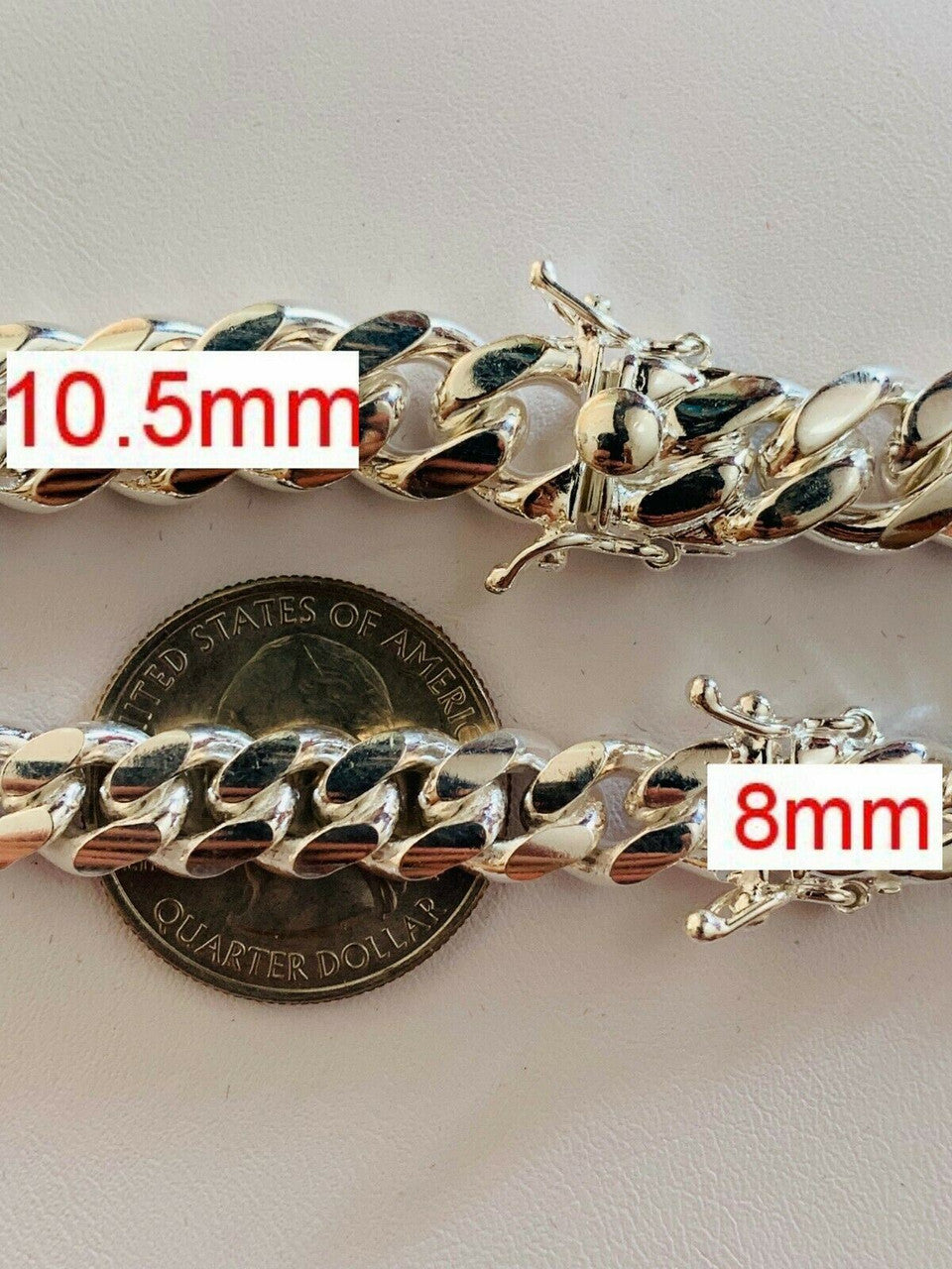 HarlemBling Real Miami Cuban Link Bracelet Solid 925 Sterling Silver Box Clasp ITALY 4-10mm