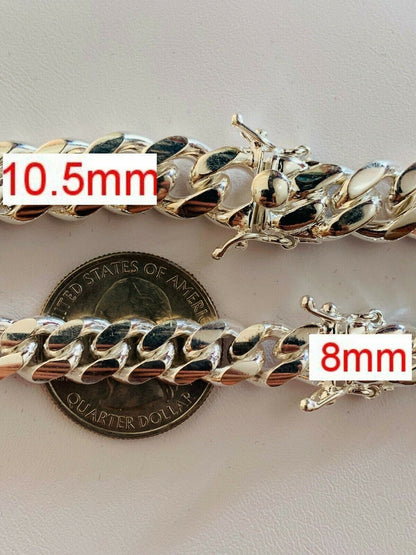 HarlemBling Real Miami Cuban Link Bracelet Solid 925 Sterling Silver Box Clasp ITALY 4-10mm