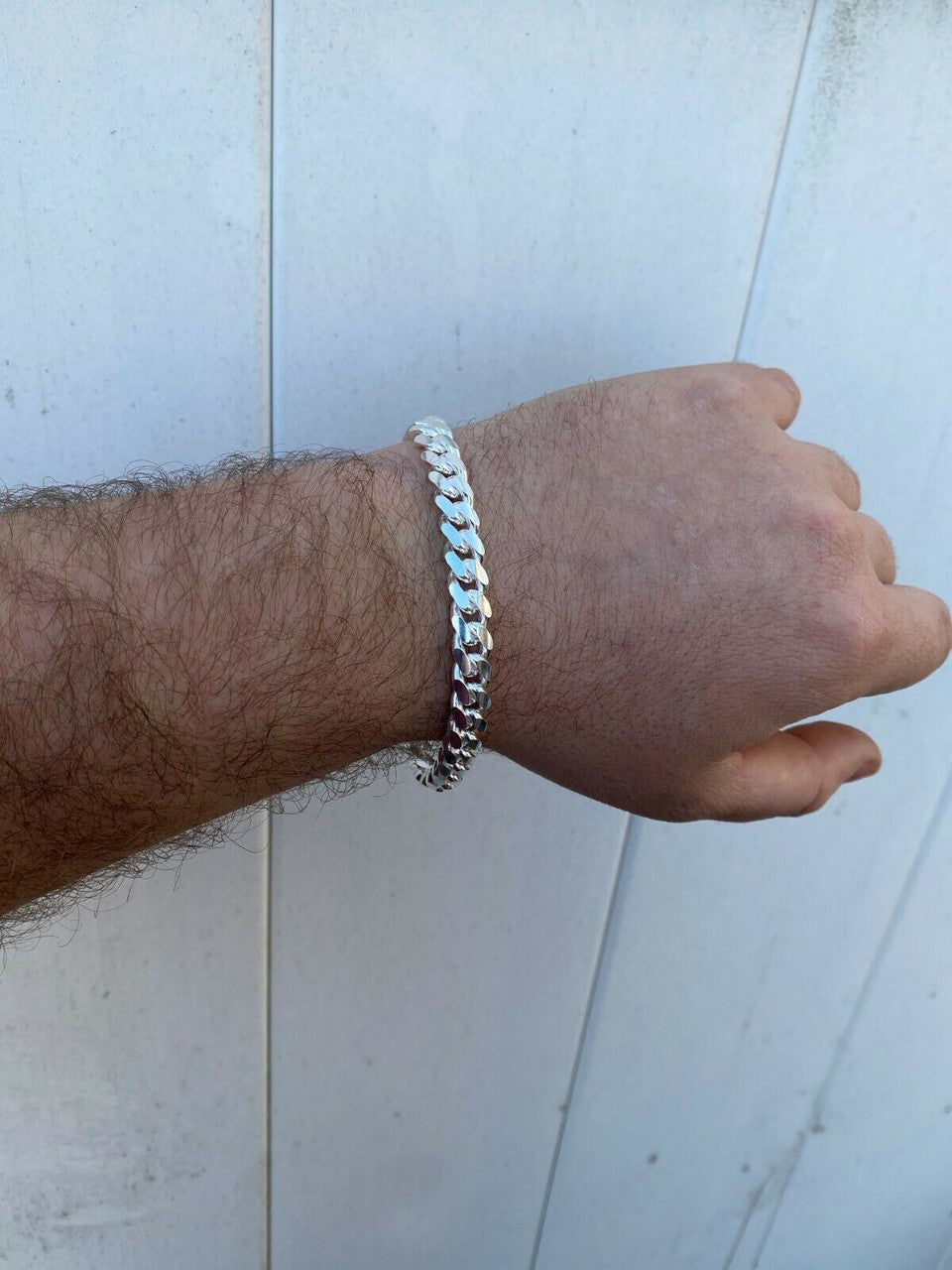 HarlemBling Real Miami Cuban Link Bracelet Solid 925 Sterling Silver Box Clasp ITALY 4-10mm