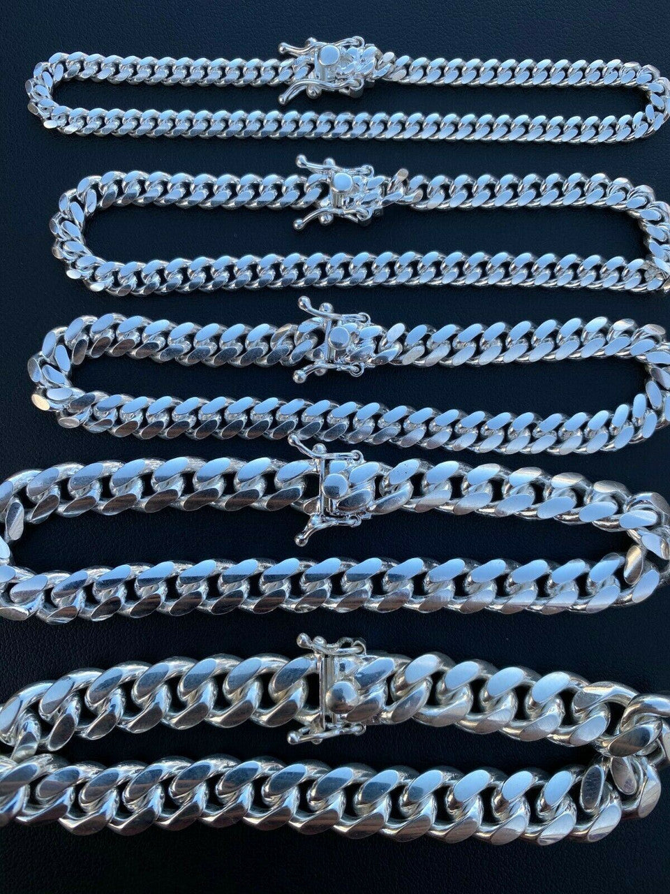 HarlemBling Real Miami Cuban Link Bracelet Solid 925 Sterling Silver Box Clasp ITALY 4-10mm