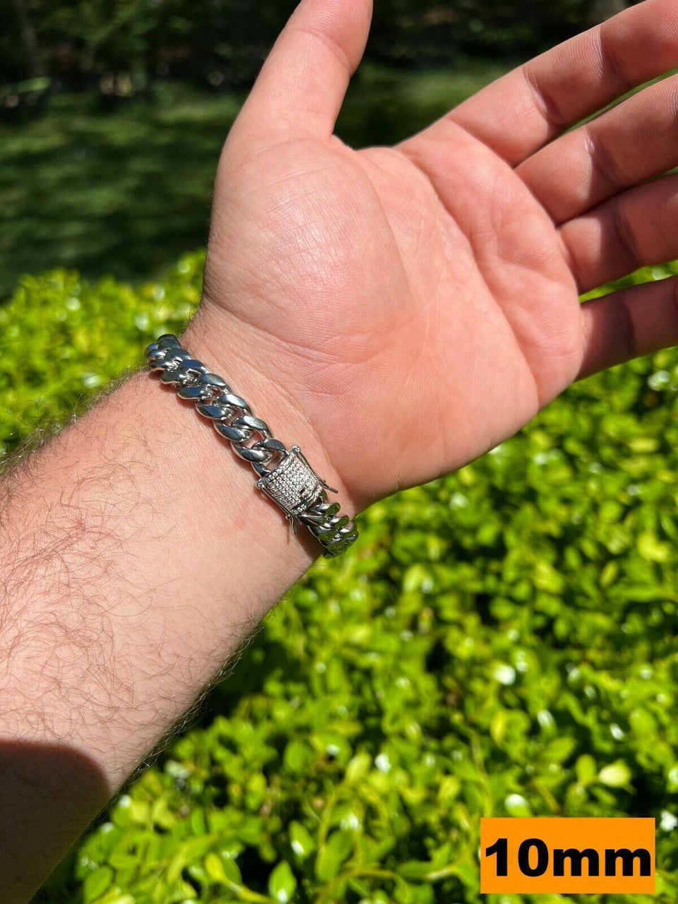 HarlemBling Real Miami Cuban Link Chain Bracelet Iced MOISSANITE Clasp Passes Diamond Tester