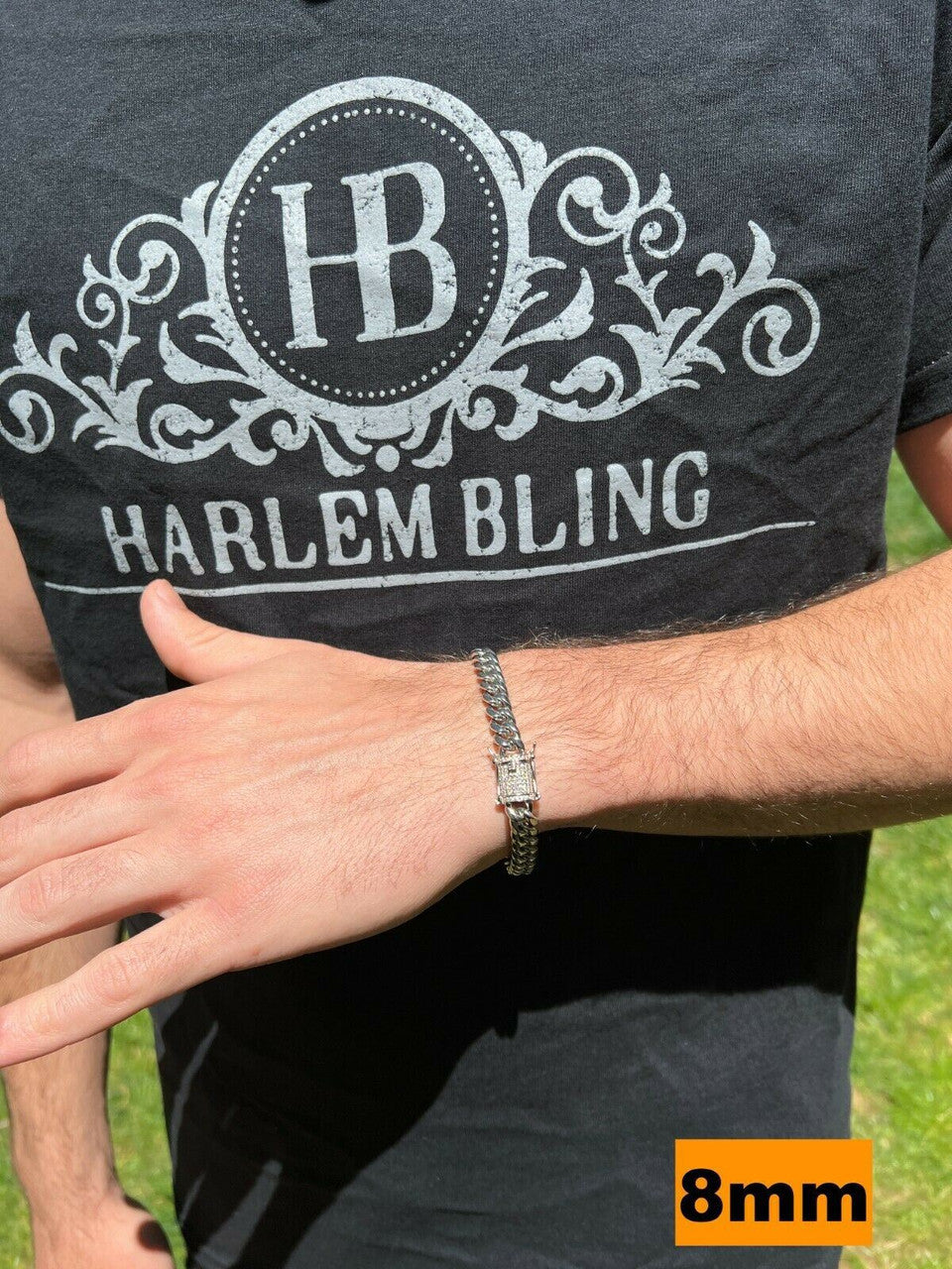 HarlemBling Real Miami Cuban Link Chain Bracelet Iced MOISSANITE Clasp Passes Diamond Tester