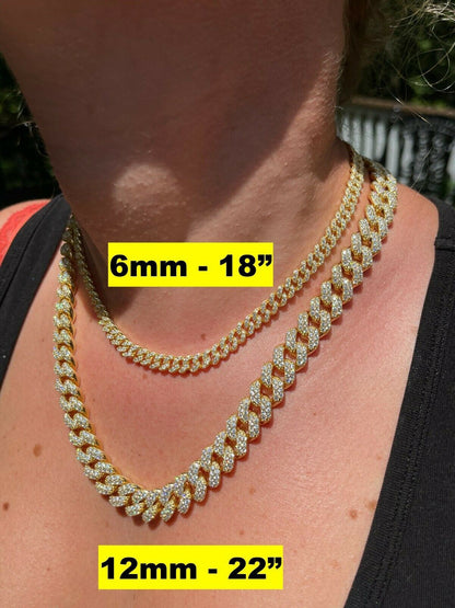 HarlemBling Real Miami Cuban Link Chain Iced Diamond Out Gold Vermeil 925 Silver Necklace