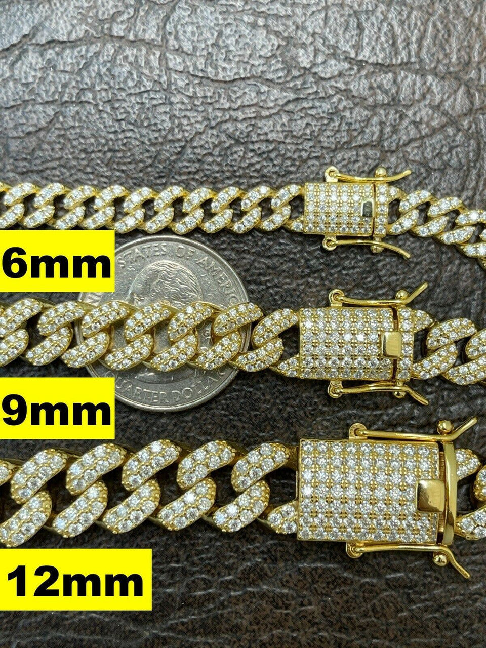 HarlemBling Real Miami Cuban Link Chain Iced Diamond Out Gold Vermeil 925 Silver Necklace