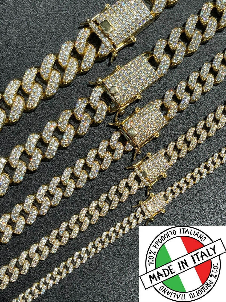 HarlemBling Real Miami Cuban Link Chain Iced Diamond Out Gold Vermeil 925 Silver Necklace