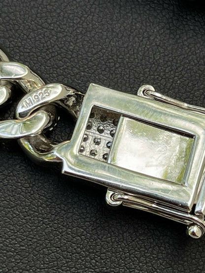 HarlemBling Real Miami Cuban Link Chain Iced Diamond Out Solid 925 Sterling Silver Necklace