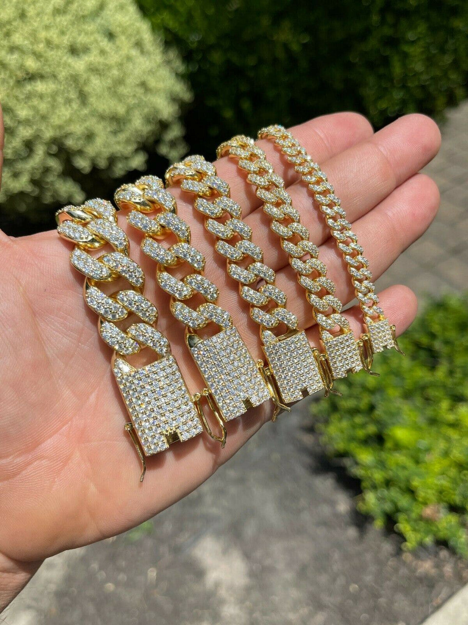 HarlemBling Real Miami Cuban Link Chain Iced MOISSANITE 14k Gold and Solid 925 Silver Necklace