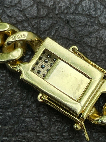 HarlemBling Real Miami Cuban Link Chain Iced MOISSANITE 14k Gold and Solid 925 Silver Necklace