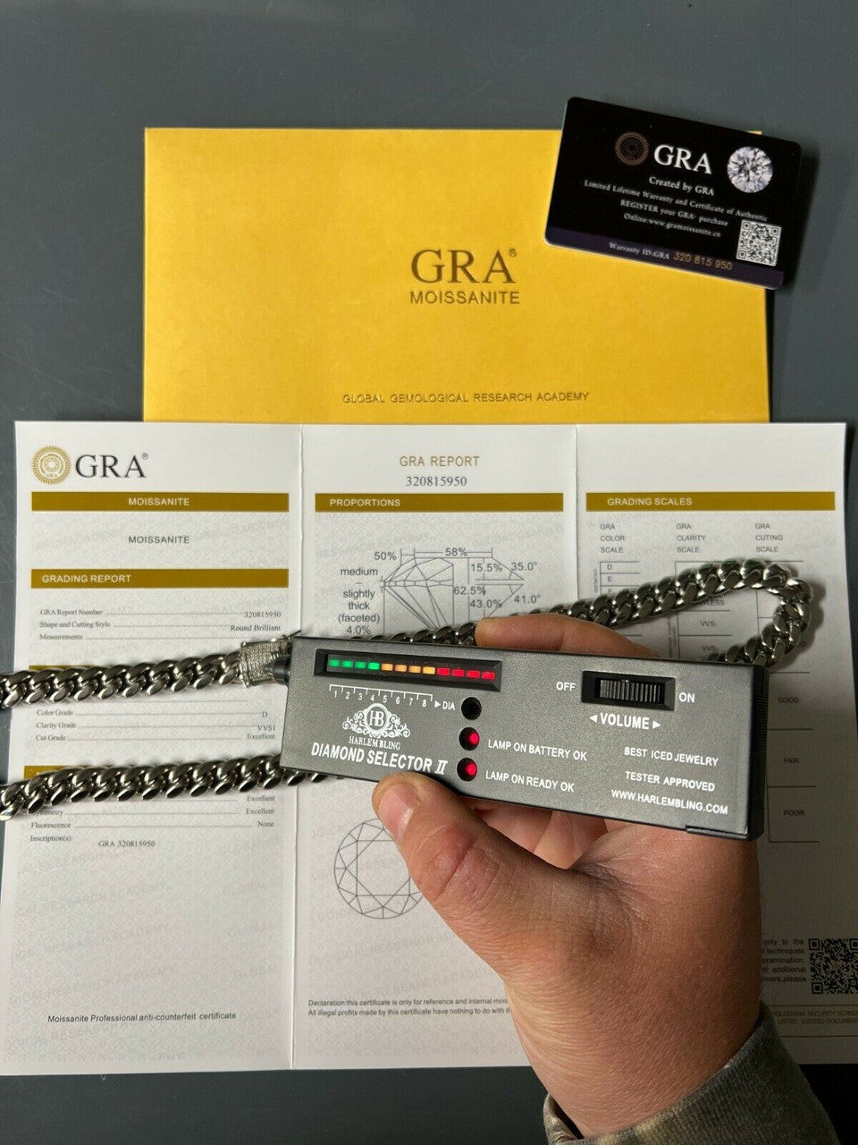 HarlemBling Real Miami Cuban Link Chain Necklace Bracelet Stainless Steel MOISSANITE Clasp