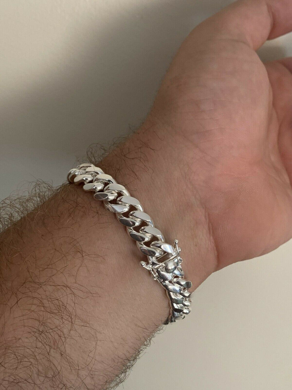 HarlemBling Real Miami Cuban Link Chain Or Bracelet Solid 925 Sterling Silver Box Lock ITALY