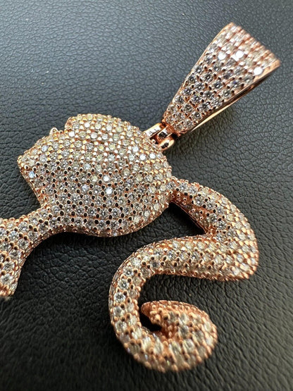 HarlemBling Real MOISSANITE 925 Silver Barbie Doll Pendant Necklace 14k Gold Plated Iced