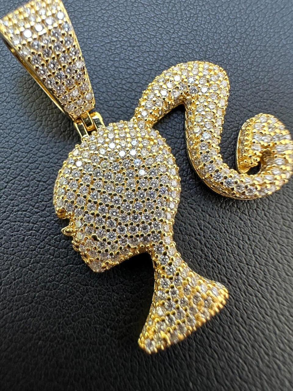 HarlemBling Real MOISSANITE 925 Silver Barbie Doll Pendant Necklace 14k Gold Plated Iced