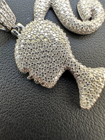 HarlemBling Real MOISSANITE 925 Silver Barbie Doll Pendant Necklace 14k Gold Plated Iced