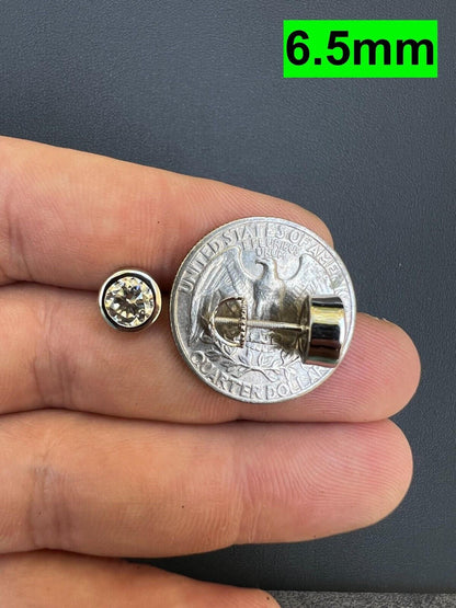 HarlemBling Real Moissanite Bezel Stud Earrings 925 Silver Mens Ladies Iced Diamond Tester 