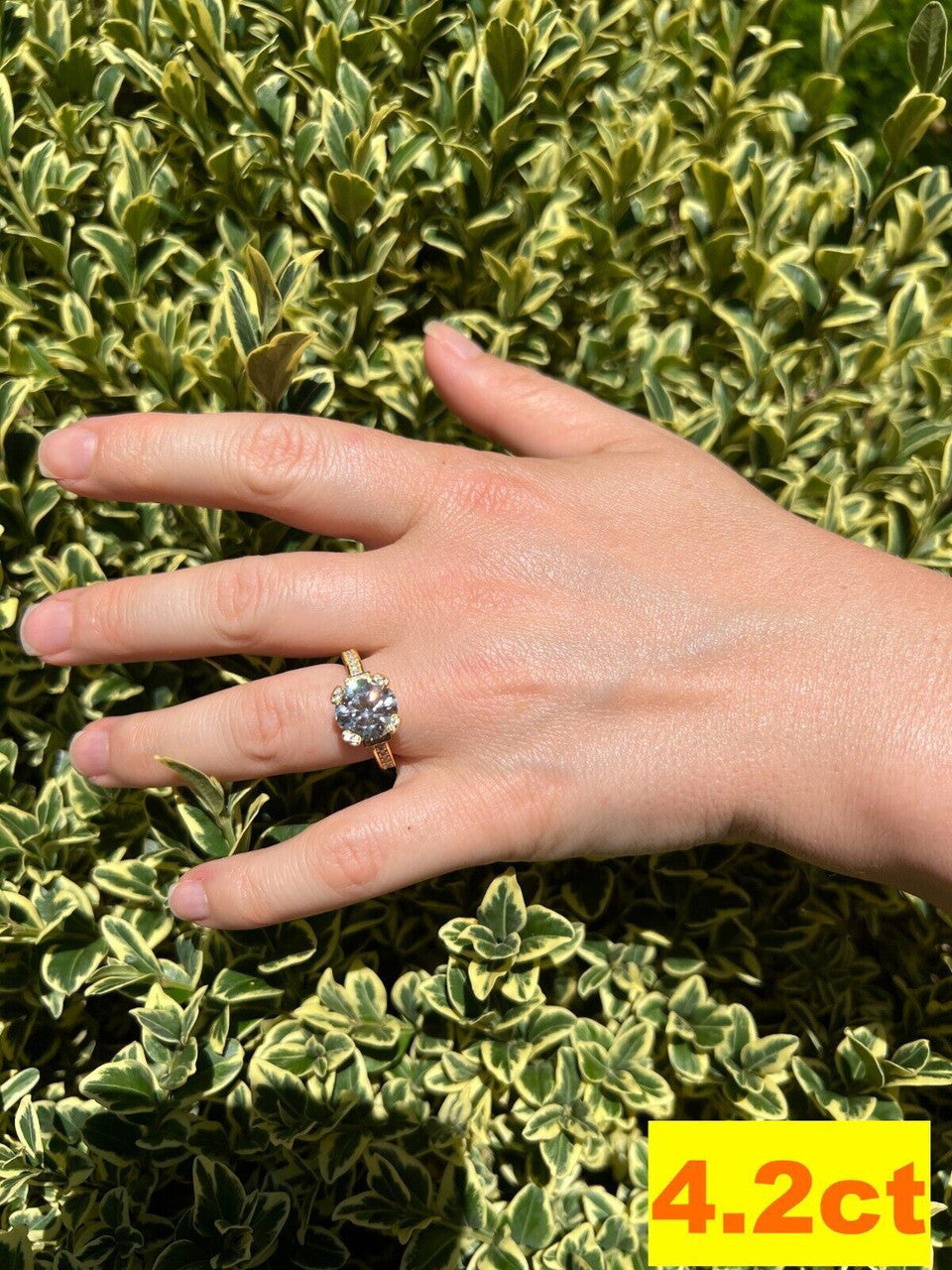 HarlemBling Real Moissanite Engagement Promise Ring 14k Gold Plated 925 Silver 1.2-4.2ct