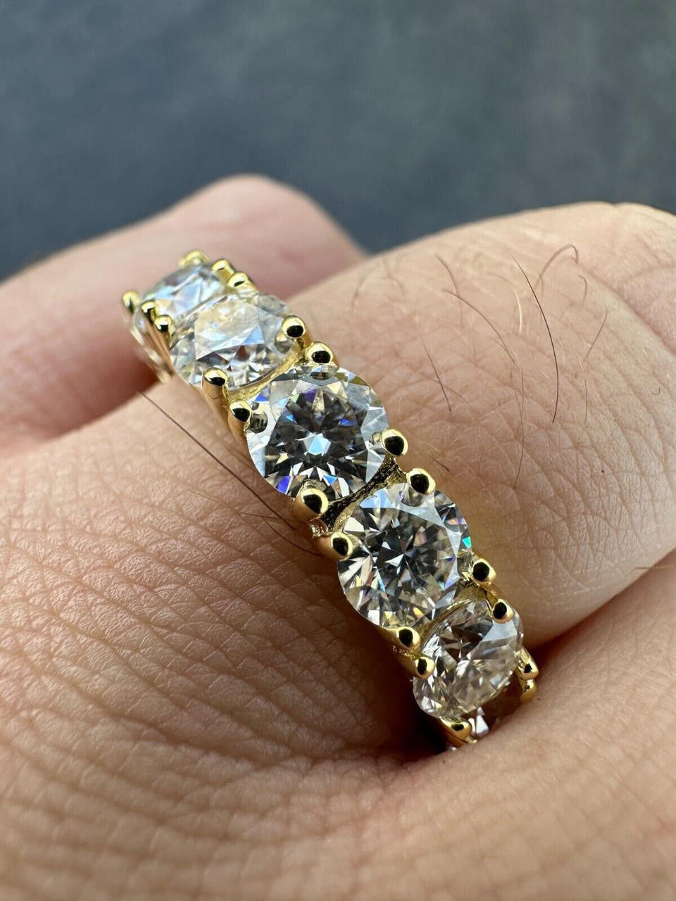 Harlembling Real Moissanite Eternity Band – 14k Gold Vermeil Over 925 Silver – 5mm Iced Wedding Ring