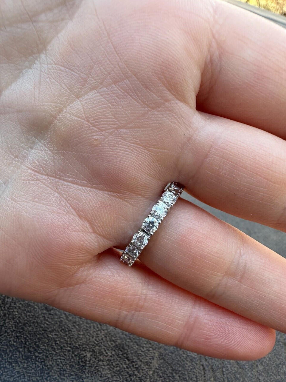 HarlemBling Real Moissanite Eternity Band Wedding Ring Pass Diamond Tester 925 Silver 2-5mm