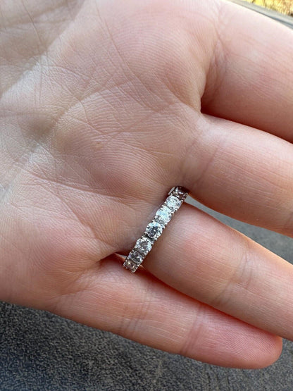 HarlemBling Real Moissanite Eternity Band Wedding Ring Pass Diamond Tester 925 Silver 2-5mm