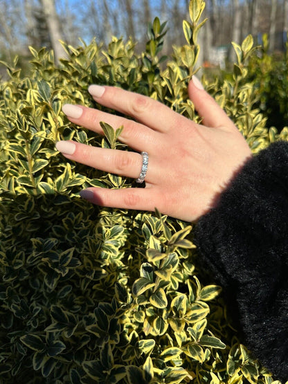 HarlemBling Real Moissanite Eternity Band Wedding Ring Pass Diamond Tester 925 Silver 2-5mm