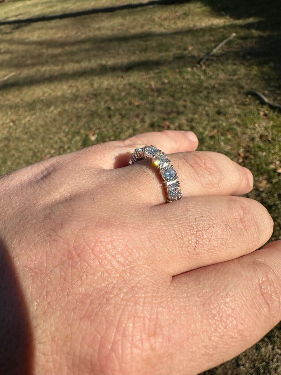 HarlemBling Real Moissanite Eternity Band Wedding Ring Pass Diamond Tester 925 Silver 2-5mm