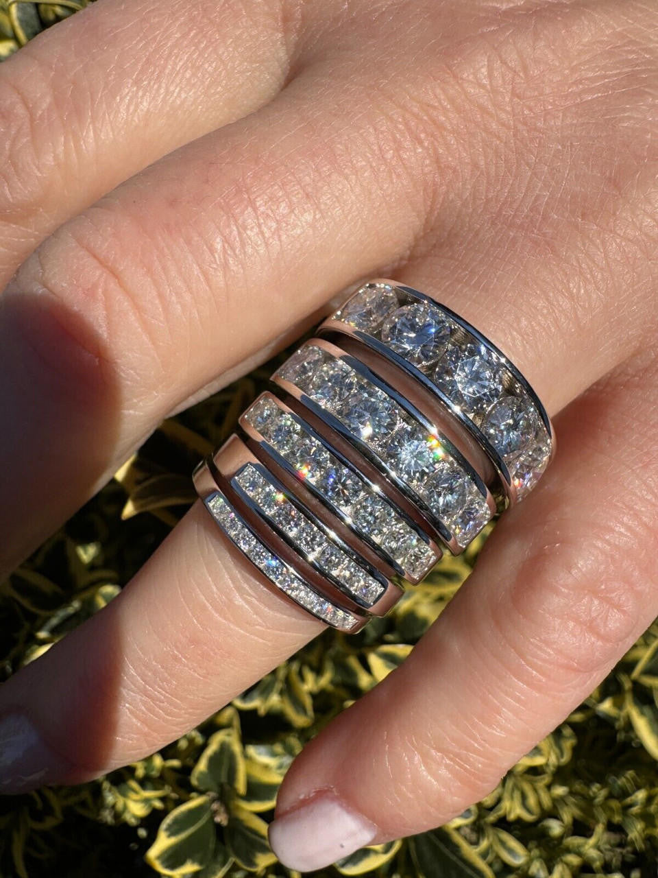 HarlemBling Real Moissanite Half Eternity Band Channel Set Wedding Ring 925 Silver 1.5mm-5mm