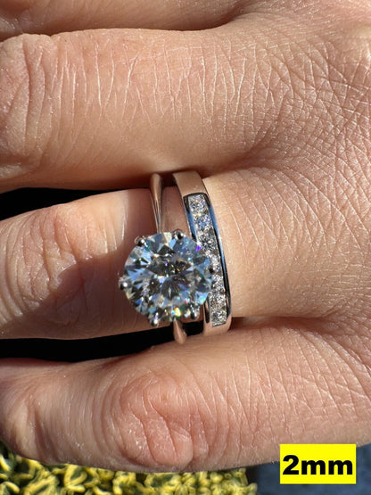 HarlemBling Real Moissanite Half Eternity Band Channel Set Wedding Ring 925 Silver 1.5mm-5mm