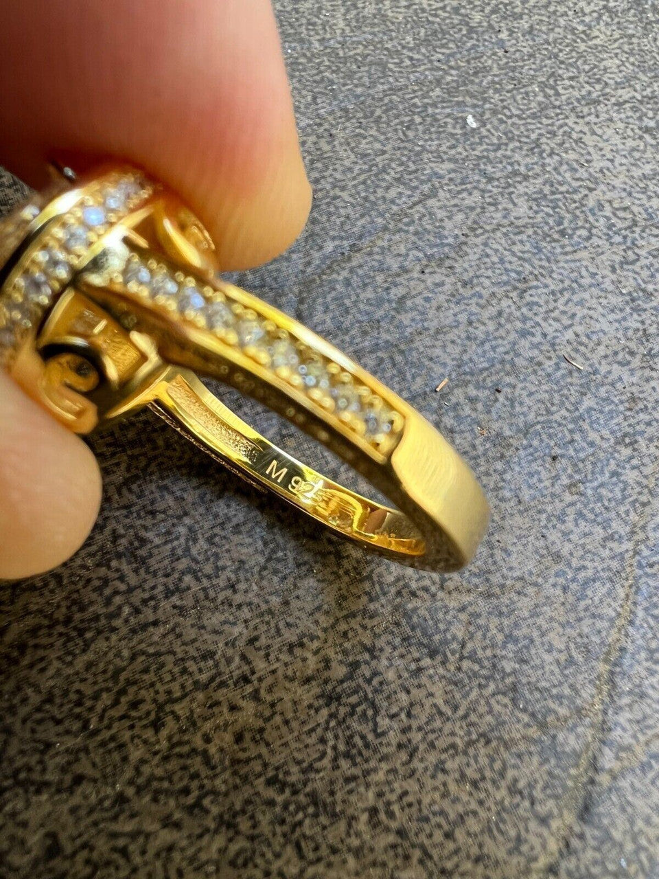 HarlemBling Real MOISSANITE Halo Engagement Promise Ring 14k Gold Plated 925 Silver All Size