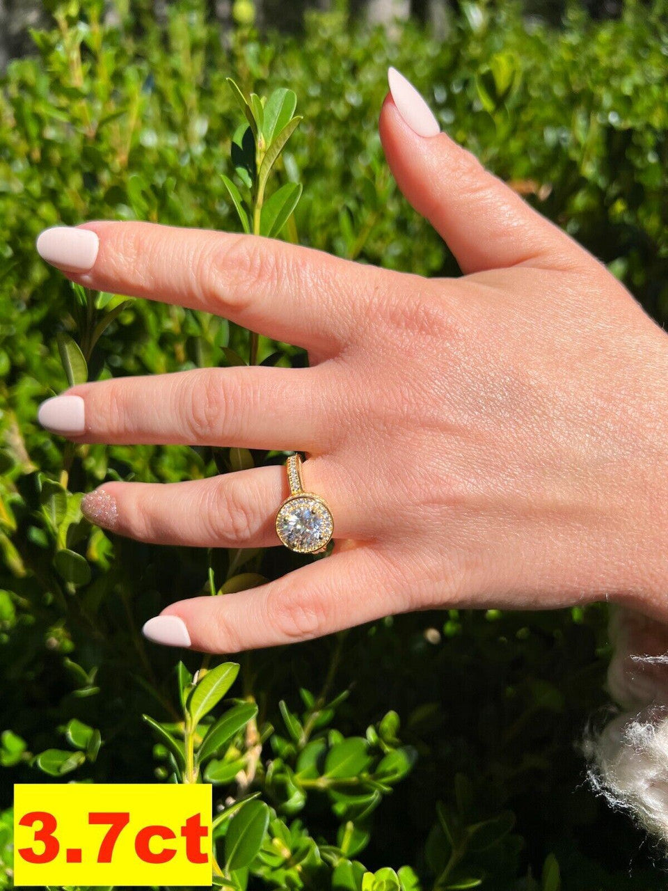 HarlemBling Real MOISSANITE Halo Engagement Promise Ring 14k Gold Plated 925 Silver All Size