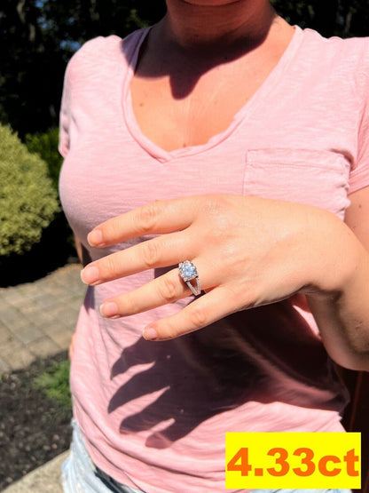 HarlemBling Real Moissanite Halo Engagement Promise Ring 925 Silver Diamond Test  4 Sizes