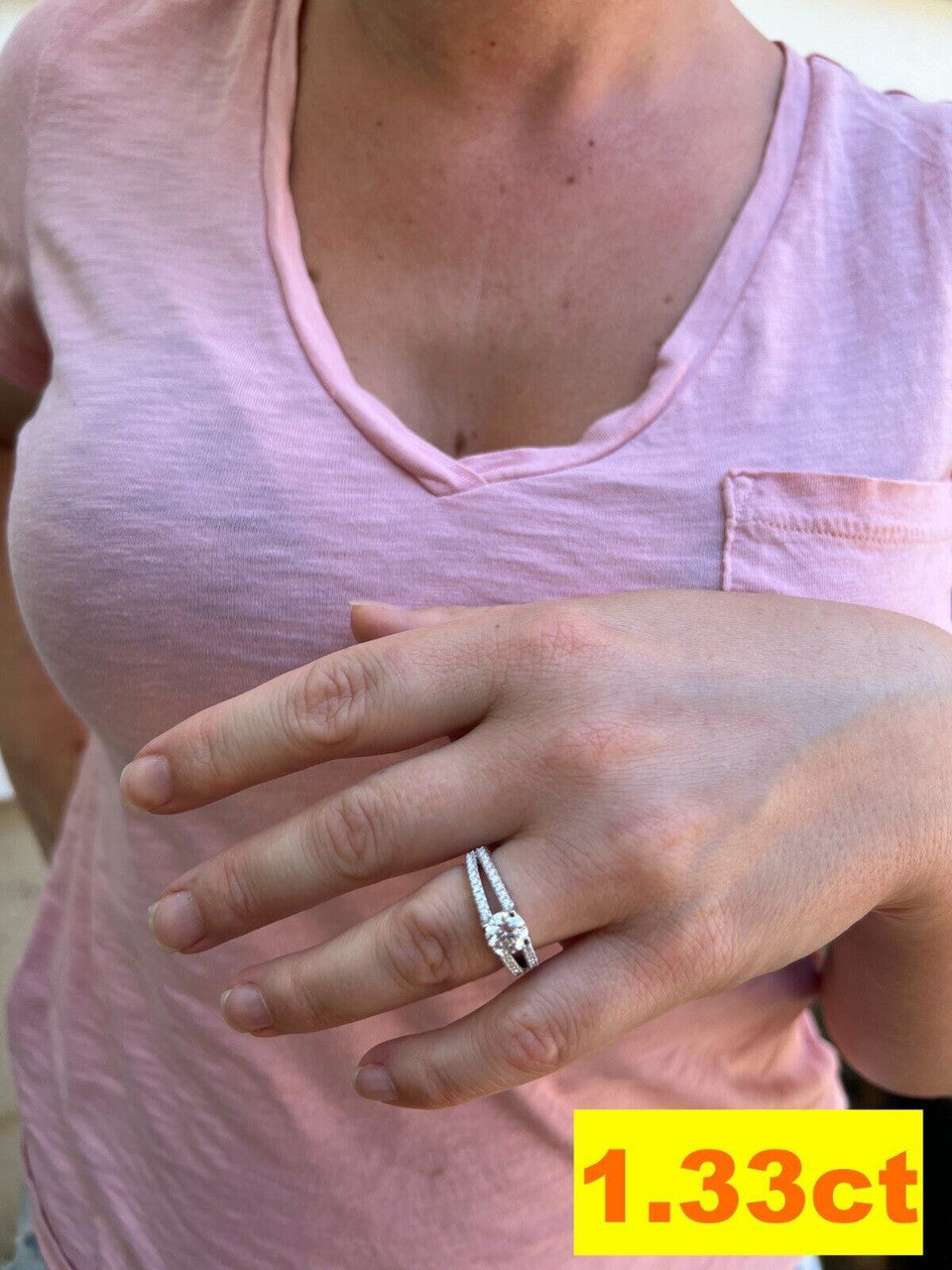 HarlemBling Real Moissanite Halo Engagement Promise Ring 925 Silver Diamond Test  4 Sizes