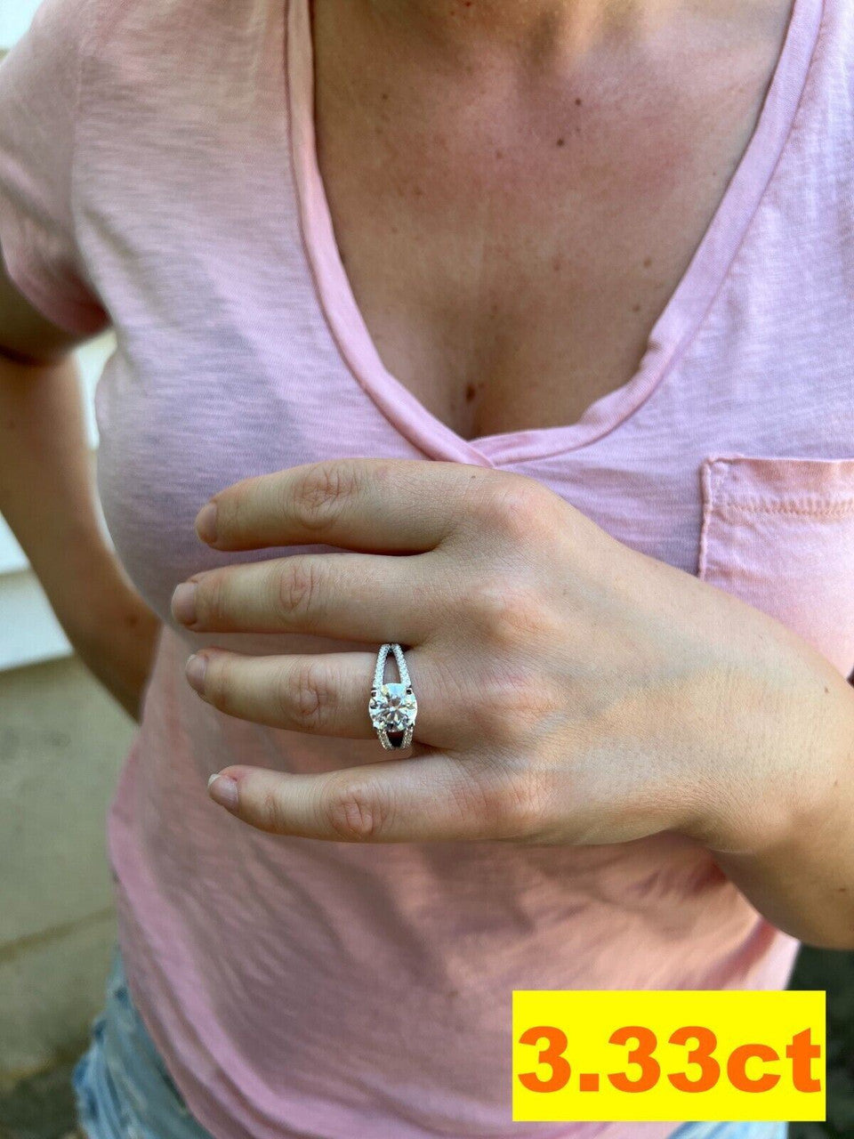 HarlemBling Real Moissanite Halo Engagement Promise Ring 925 Silver Diamond Test  4 Sizes