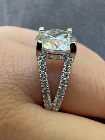 HarlemBling Real Moissanite Halo Engagement Promise Ring 925 Silver Diamond Test  4 Sizes