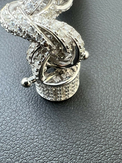 HarlemBling Real MOISSANITE Iced Silver Mens Hip Hop Rope Chain 9mm Thick Pass Diamond Test