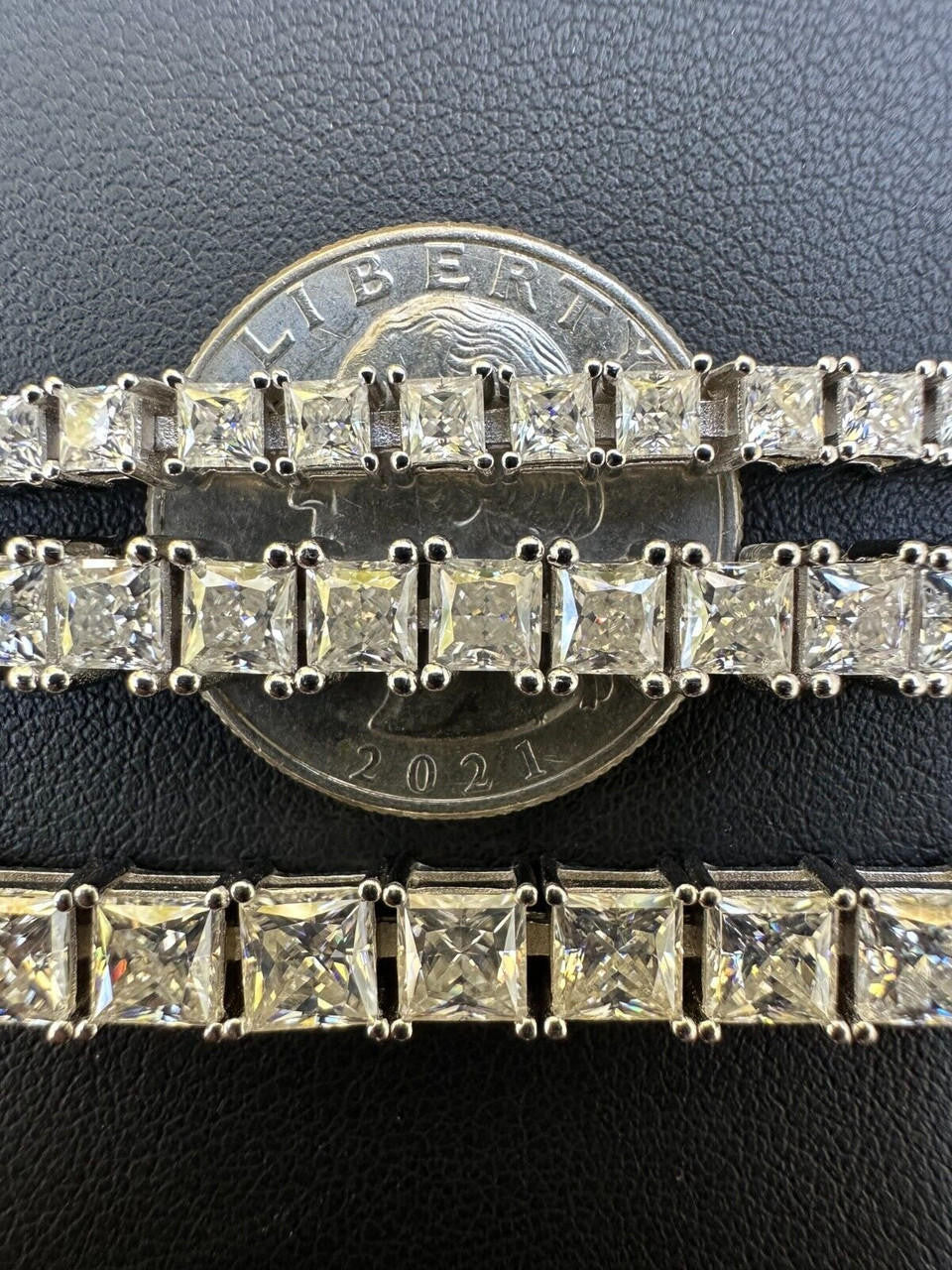 HarlemBling REAL MOISSANITE Iced Square Princess Cut Tennis Bracelet 925 Silver 3-5mm 6-8.5"