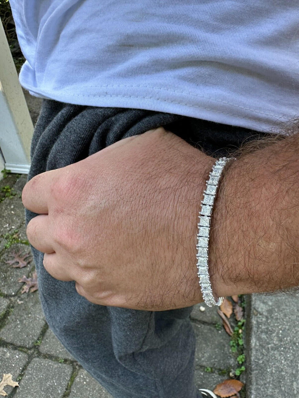 HarlemBling REAL MOISSANITE Iced Square Princess Cut Tennis Bracelet 925 Silver 3-5mm 6-8.5"