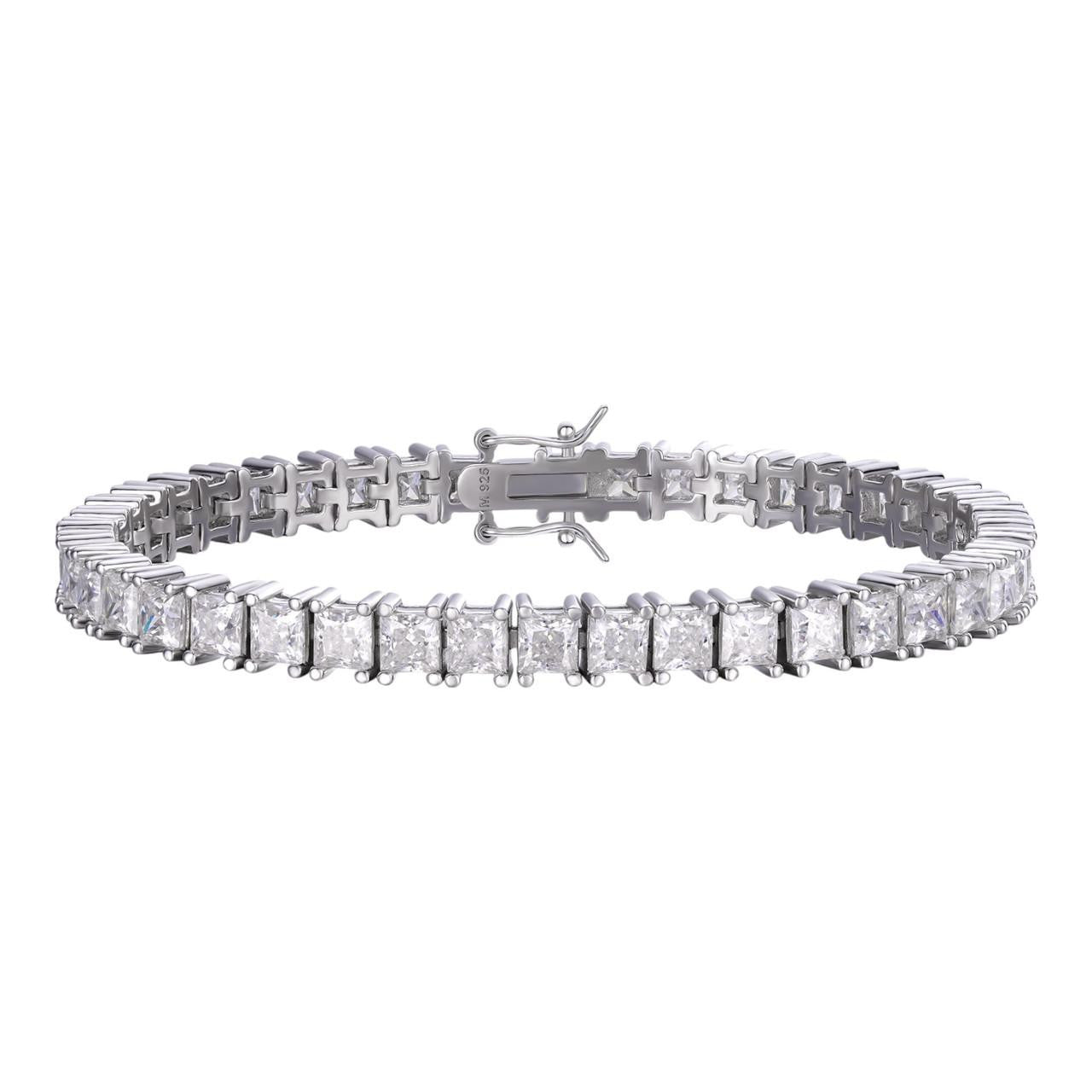 HarlemBling REAL MOISSANITE Iced Square Princess Cut Tennis Bracelet 925 Silver 3-5mm 6-8.5"