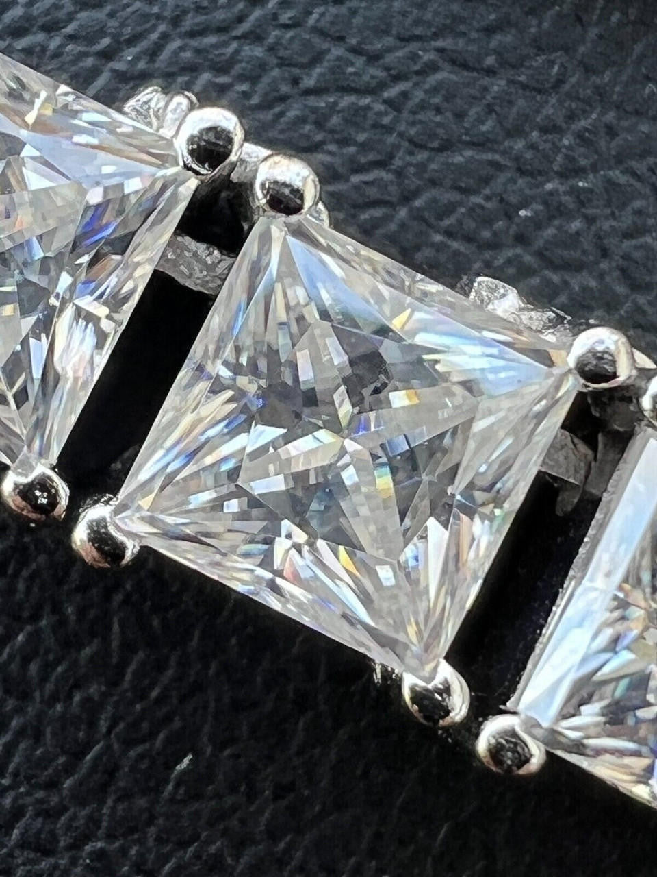 HarlemBling REAL MOISSANITE Iced Square Princess Cut Tennis Bracelet 925 Silver 3-5mm 6-8.5"