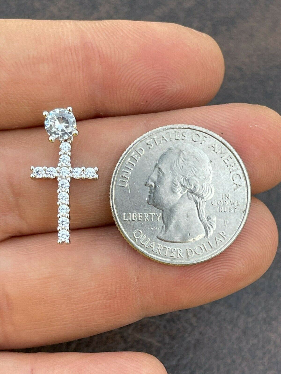 HarlemBling Real MOISSANITE Mens Ladies Dangle Cross Studs Earrings Iced Pass Diamond Tester