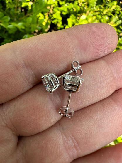 HarlemBling Real Moissanite Pushback Stud Earrings 925 Silver Hip Hop Mens Ladies 3mm-10mm