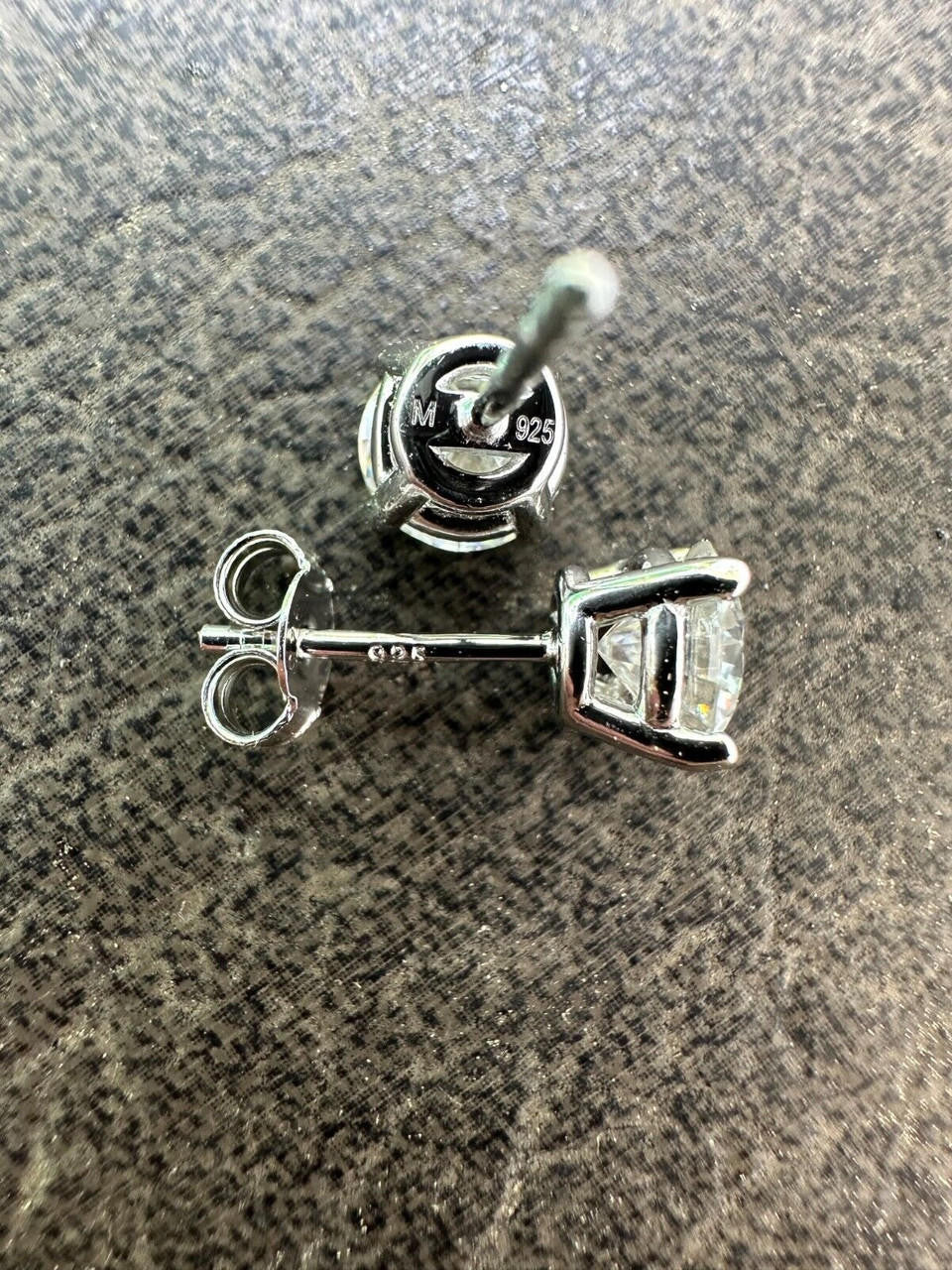 HarlemBling Real Moissanite Pushback Stud Earrings 925 Silver Hip Hop Mens Ladies 3mm-10mm