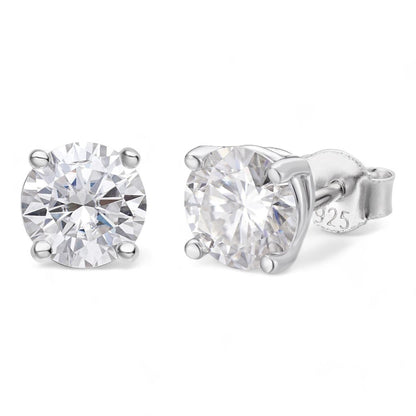 HarlemBling Real Moissanite Pushback Stud Earrings 925 Silver Hip Hop Mens Ladies 3mm-10mm