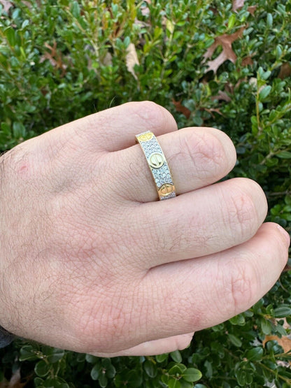 HarlemBling Real Moissanite "Screw" Eternity Band Love Ring 14k Gold Vermeil 925 Silver 5mm