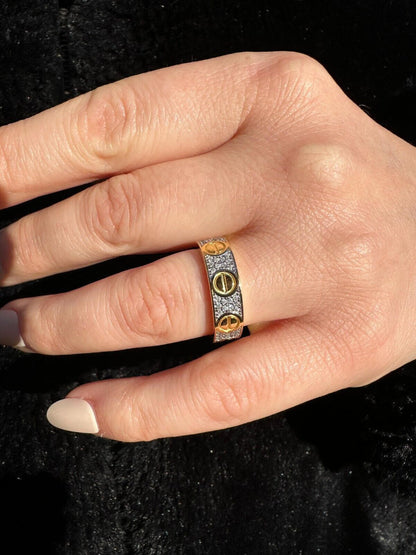HarlemBling Real Moissanite "Screw" Eternity Band Love Ring 14k Gold Vermeil 925 Silver 5mm
